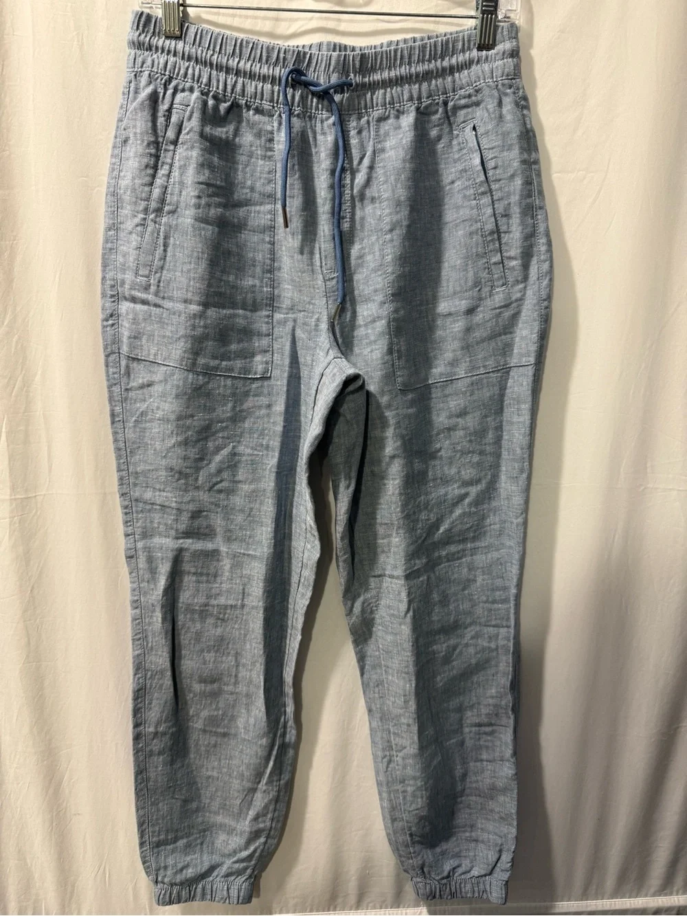 Athleta Light Blue Linen-Blend Jogger Pants